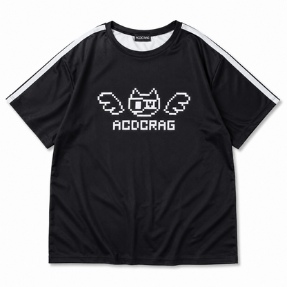 ACDC RAG ドットネコ 半袖Tシャツ BLACK/WHITE
