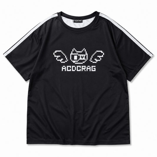 ACDC RAG ドットネコ 半袖Tシャツ BLACK/WHITE