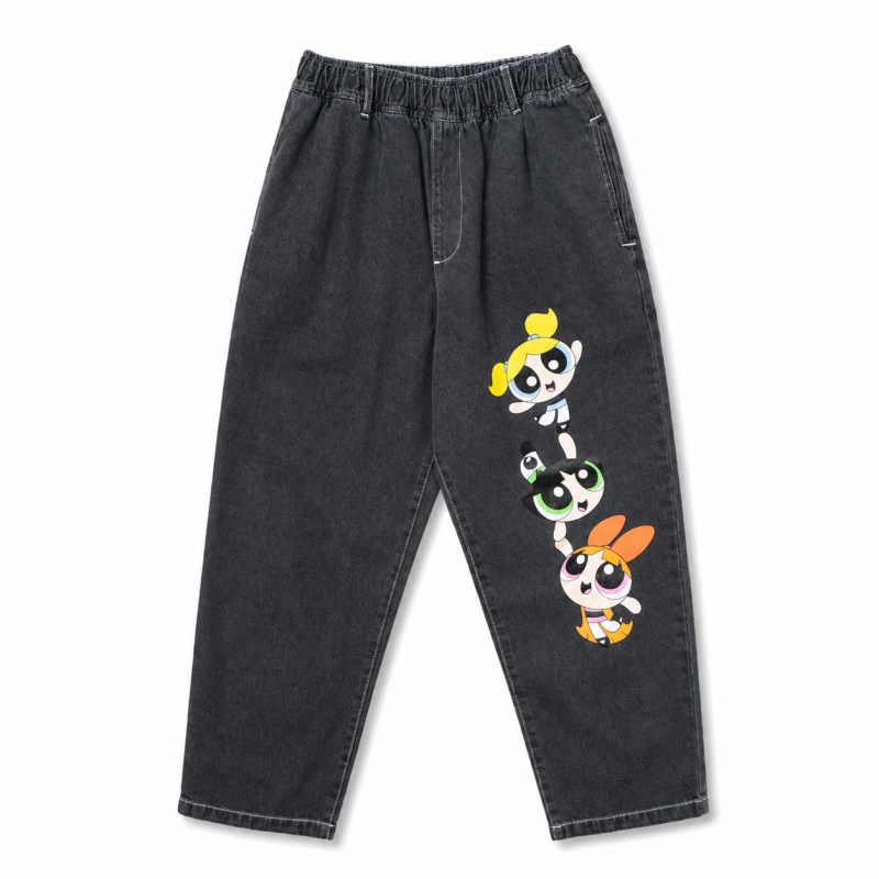 The Powerpuff Girls イージーデニムパンツ BLACK