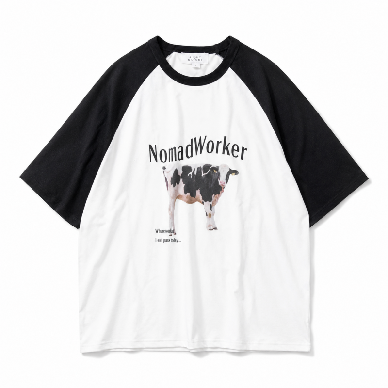 Timely Warning COW 牛 フォトプリント Tシャツ WHITE