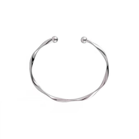 ねじれ シンプル バングル ブレスレット SILVER