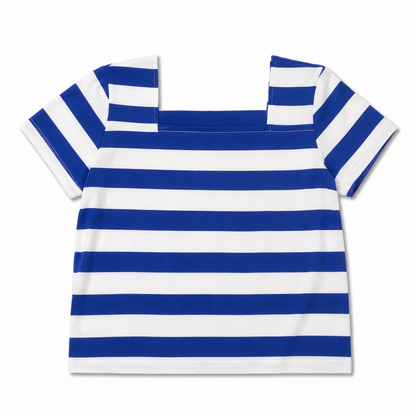 ボーダー スクエア トップ BLUE/WHITE