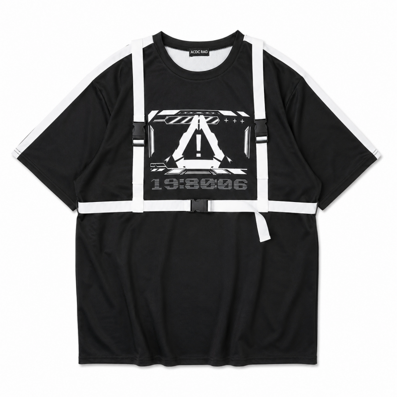 ACDC RAG ERROR CODE Tシャツ BLACK WHITE