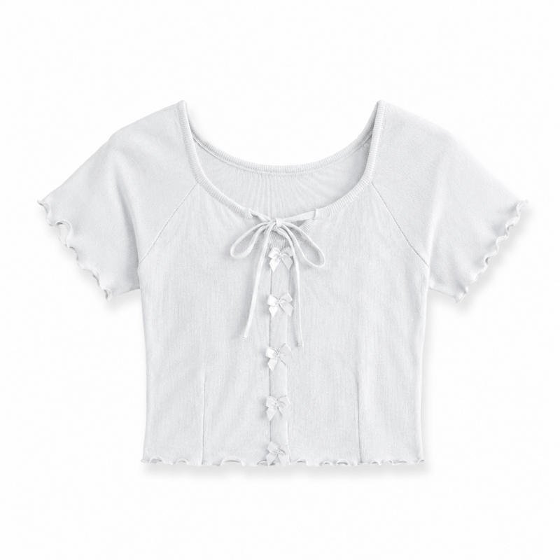 サテンリボン メローニット トップス WHITE