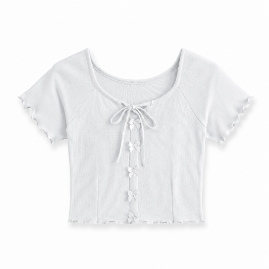 サテンリボン メローニット トップス WHITE