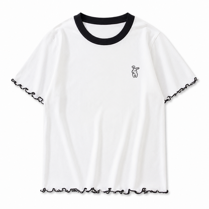バイカラー メロー 半袖トップス WHITE