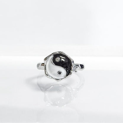 YIN AND YANG 陰陽 リング SILVER RHINESTONE