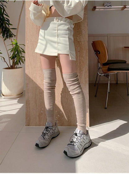 70cm ロング ニーハイ ソックス グリッター ニット BEIGE