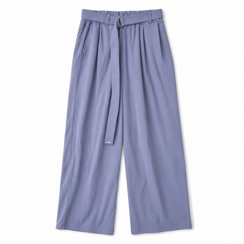 落ち感ベルト付きワイドシルエットパンツ MinoriTY GRAY PURPLE