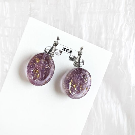 ROSE RETRO ガラス スタッド ピアス PURPLE