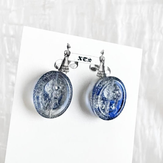 ROSE RETRO ガラス スタッド ピアス BLUE