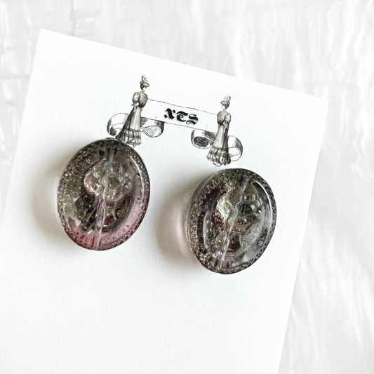 ROSE RETRO ガラス スタッド ピアス BLACK