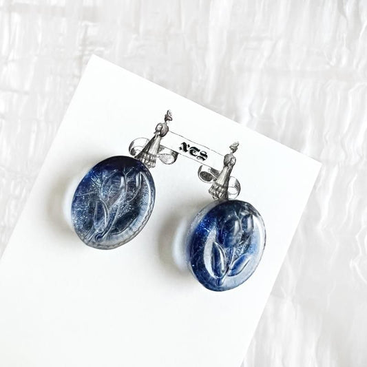 TULIP RETRO ガラス スタッド ピアス PURPLE