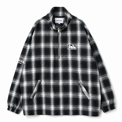 SEQUENZ OMBLE MILITARY 1/3 ZIP JACKET チェック ユニセックス ジャケット BLACK