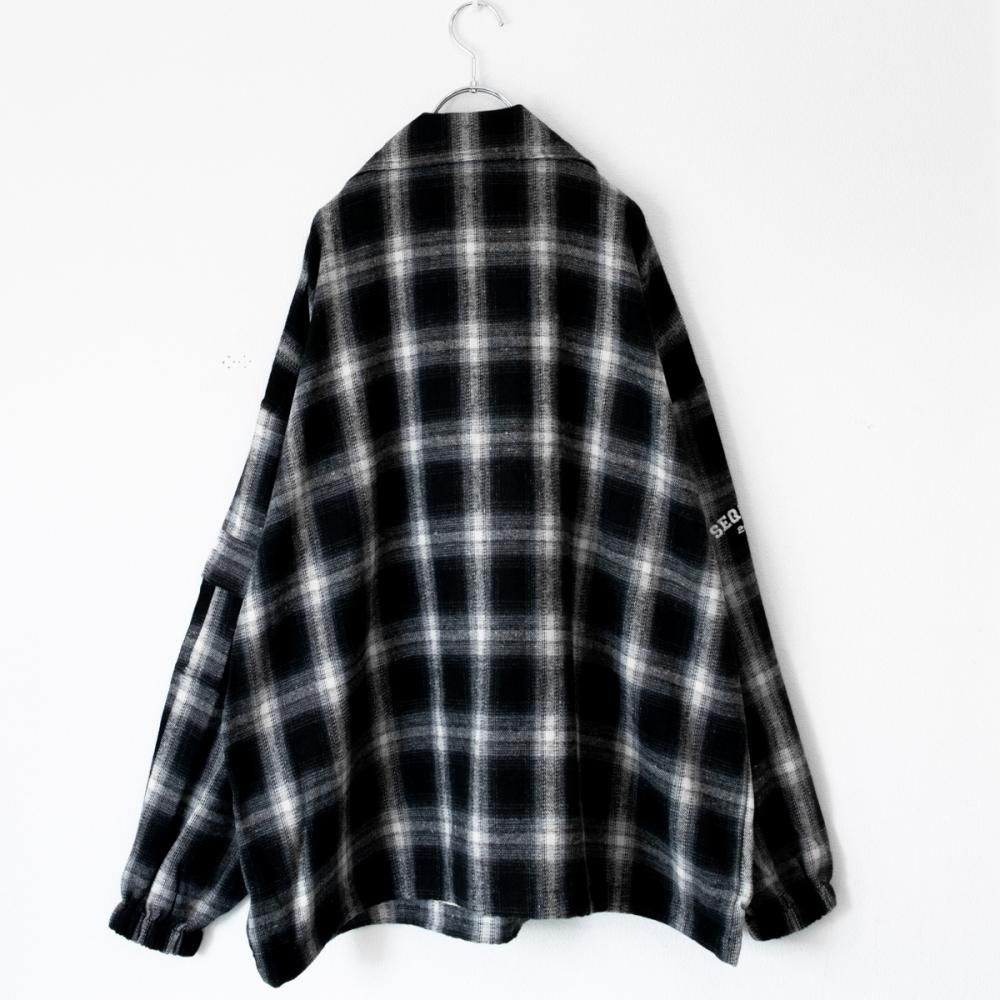 SEQUENZ OMBLE MILITARY 1/3 ZIP JACKET チェック ユニセックス ジャケット BLACK
