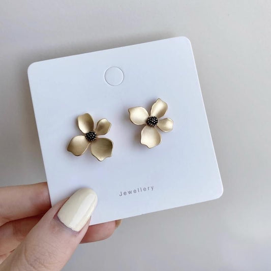 FLOWER メタリック スタッド ピアス イヤリング GOLD