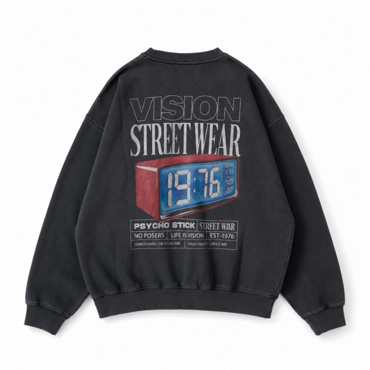 VISION STREET WEAR ピグメントデジタルフォトトレーナー CHARCOAL