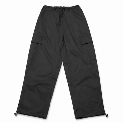 エステルツイル 無地 カーゴパンツ BLACK