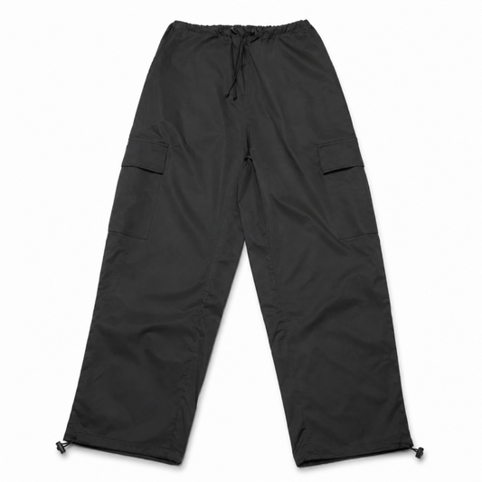 エステルツイル 無地 カーゴパンツ BLACK