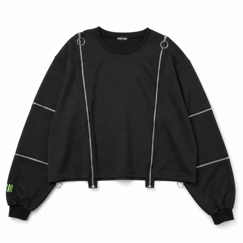 ACDC RAG 渦雷 CYBER PUNK ZIP スウェットトップ BLACK