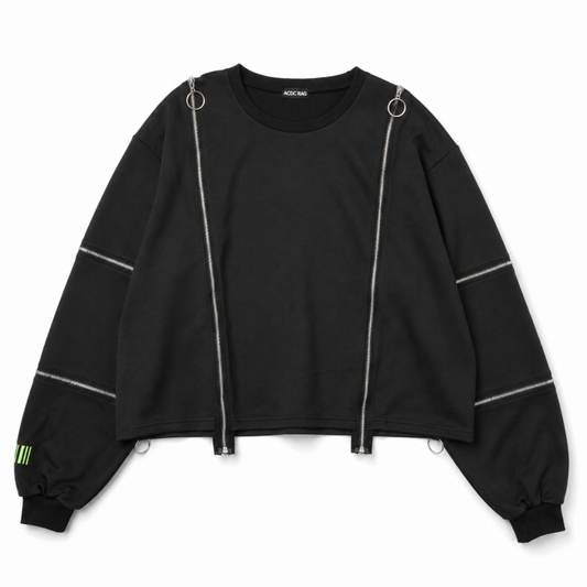 ACDC RAG 渦雷 CYBER PUNK ZIP スウェットトップ BLACK