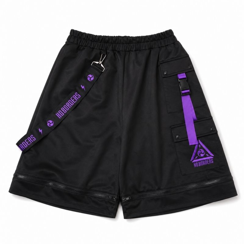 ACDC RAG 渦雷 CYBER PUNK ハーフパンツ BLACK PURPLE