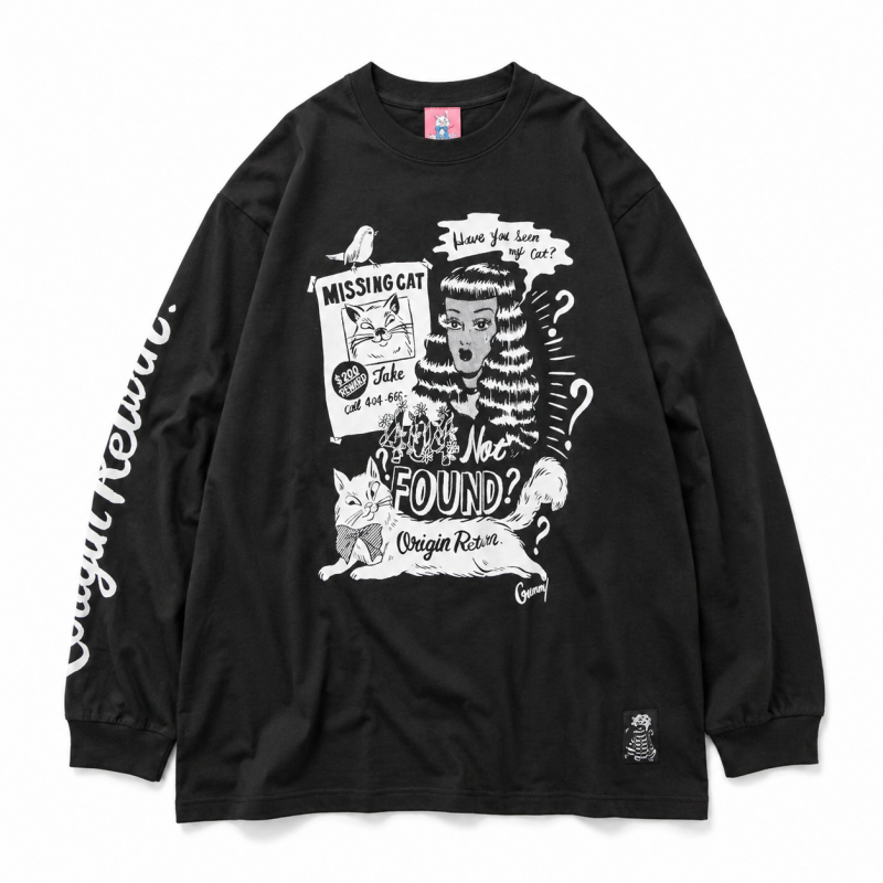 404 NOT FOUND by Gummy ビッグシルエット 長袖Tシャツ ロンT CHARCOAL