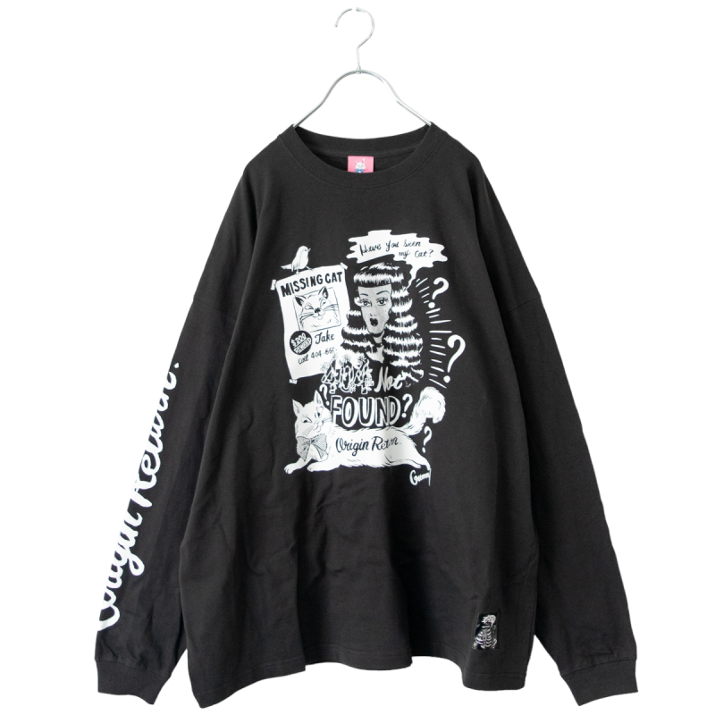 404 NOT FOUND by Gummy ビッグシルエット 長袖Tシャツ ロンT CHARCOAL