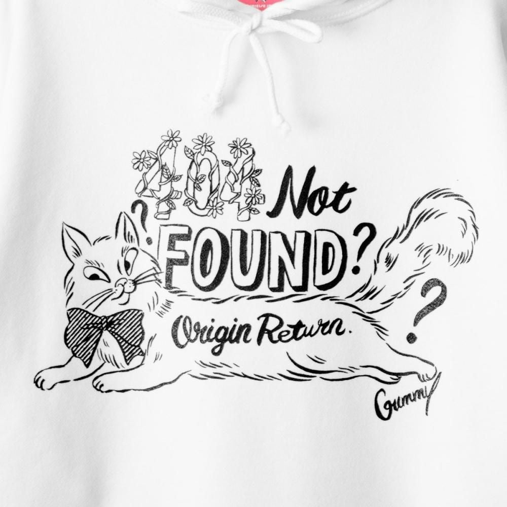 404 NOT FOUND by Gummy プルオーバー フーディー パーカー WHITE