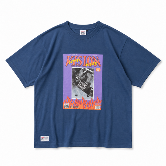 VISION STREET WEAR スケボーマガジンイラストTシャツ NAVY