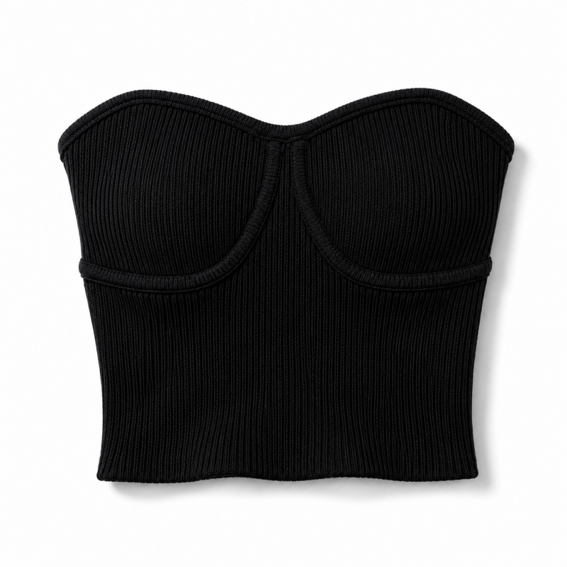 ニット ストレッチ ビスチェ BLACK