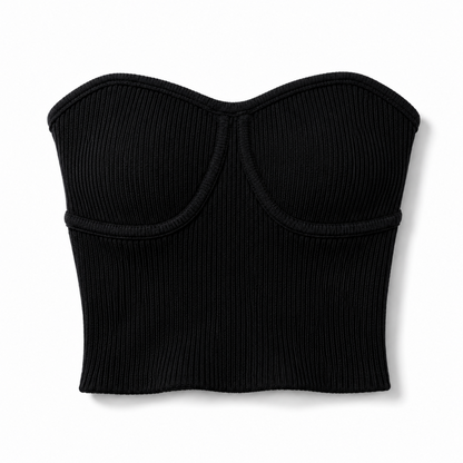 ニット ストレッチ ビスチェ BLACK