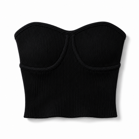 ニット ストレッチ ビスチェ BLACK
