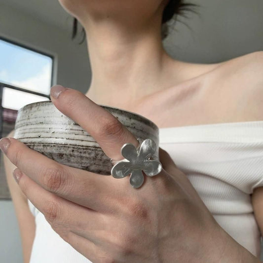 フラット フラワー リング SILVER
