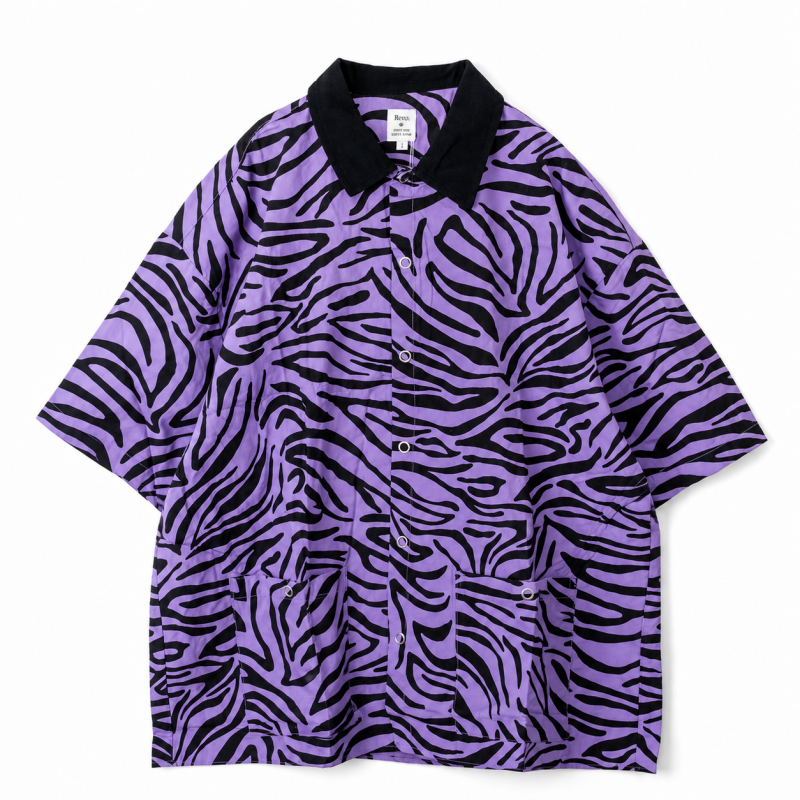 Revo. ゼブラパターン クレリック 半袖シャツ PURPLE