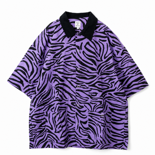 Revo. ゼブラパターン クレリック 半袖シャツ PURPLE