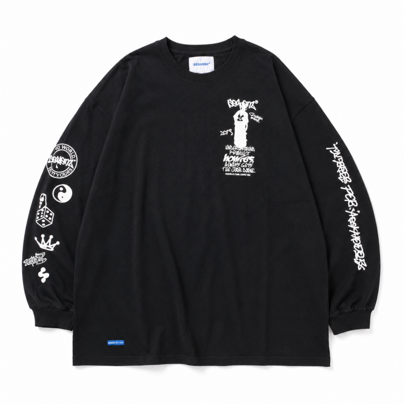 SEQUENZ O.G COLLAGE PUFF プリント ロンT BLACK