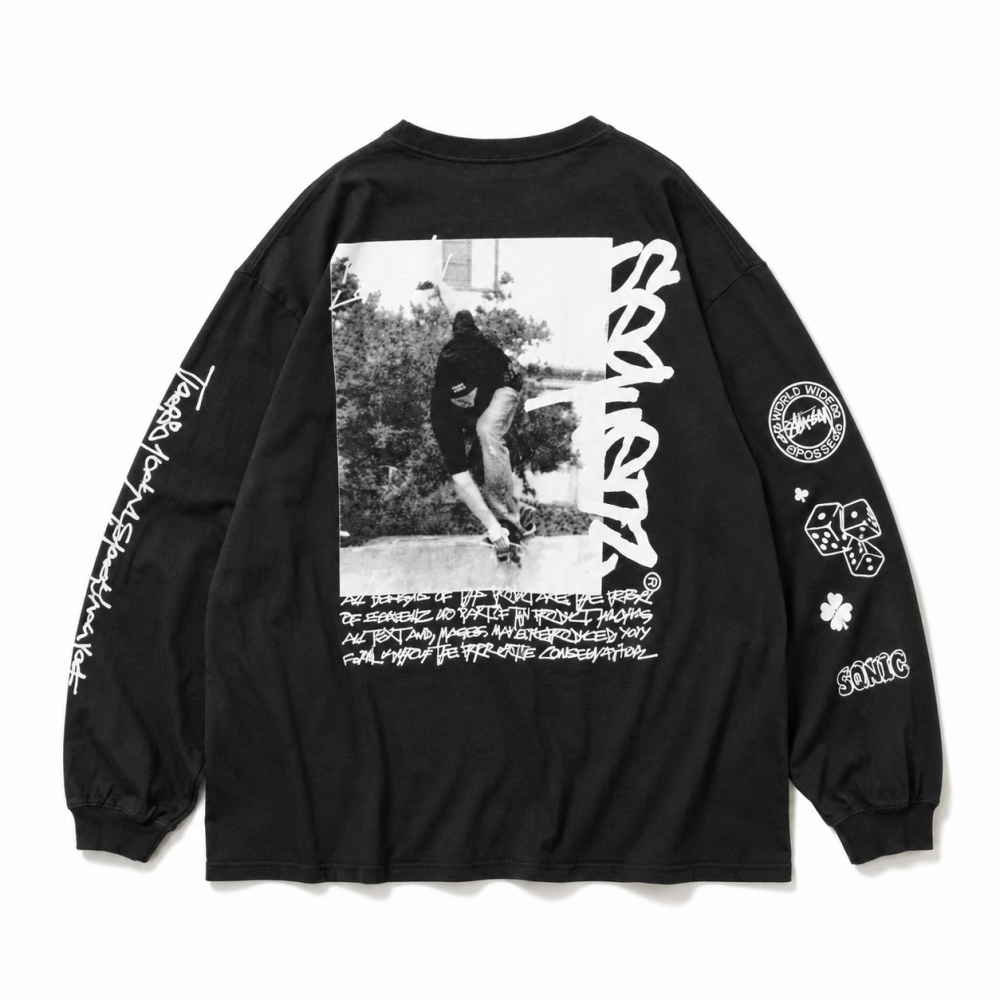 SEQUENZ O.G COLLAGE PUFF プリント ロンT BLACK