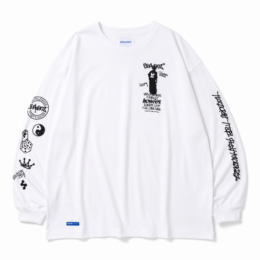 SEQUENZ O.G COLLAGE PUFF プリント ロンT WHITE