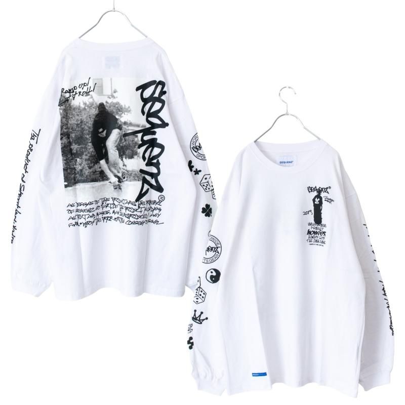 SEQUENZ O.G COLLAGE PUFF プリント ロンT WHITE