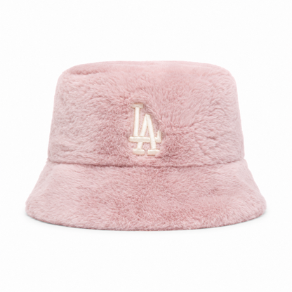 MLB Korea フェイクファー ロゴ バケットハット PINK