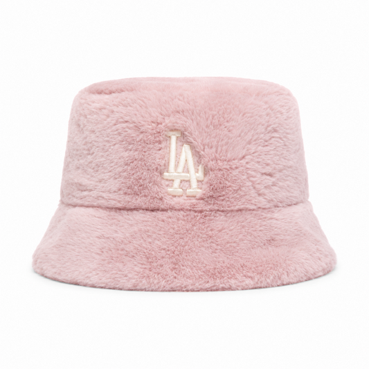MLB Korea フェイクファー ロゴ バケットハット PINK