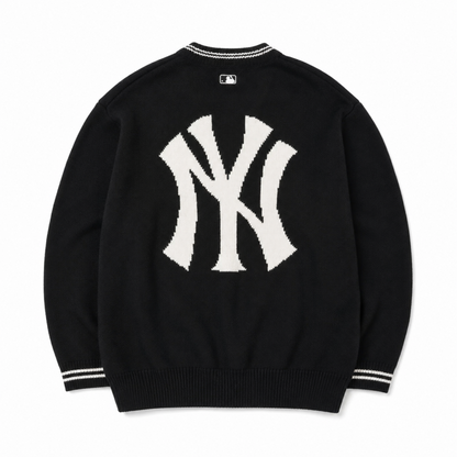 MLB Korea ユニセックス ロゴ ライン Vネック カーディガン BLACK