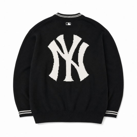 MLB Korea ユニセックス ロゴ ライン Vネック カーディガン BLACK