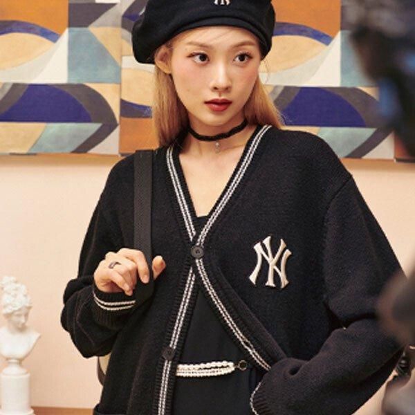 MLB Korea Unisex Logo Line V-Neck Cardigan BLACK – YOU ARE MY POISON