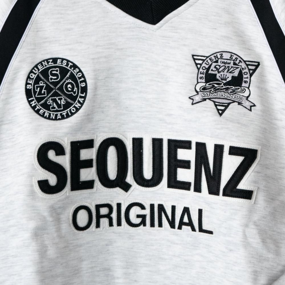 SEQUENZ/PIPING SPORT V/N SWEAT ヘビーポンチ 裏起毛 パイピング スポーツ Vネック スウェット WHITE