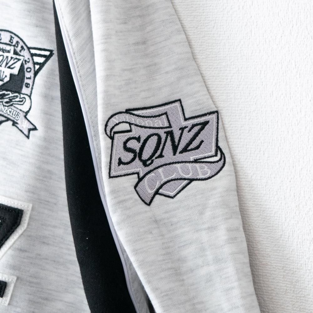 SEQUENZ/PIPING SPORT V/N SWEAT ヘビーポンチ 裏起毛 パイピング スポーツ Vネック スウェット WHITE