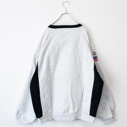 SEQUENZ/PIPING SPORT V/N SWEAT ヘビーポンチ 裏起毛 パイピング スポーツ Vネック スウェット WHITE