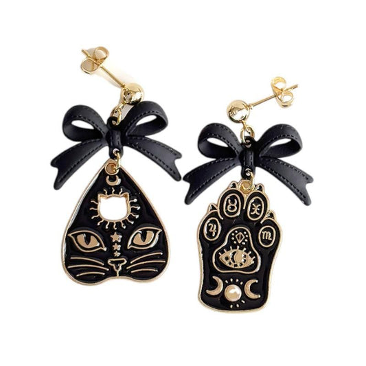 XTS Cat Planchette ネコ ピアス イヤリング TS0306 BLACK GOLD