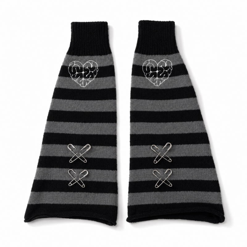 ACDC RAG ICHGO CHA~N 脳みそハート レッグウォーマー BLACK GRAY